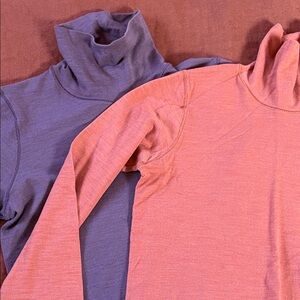 2 Athleta Forest Hill turtleneck, XS, violet, peach